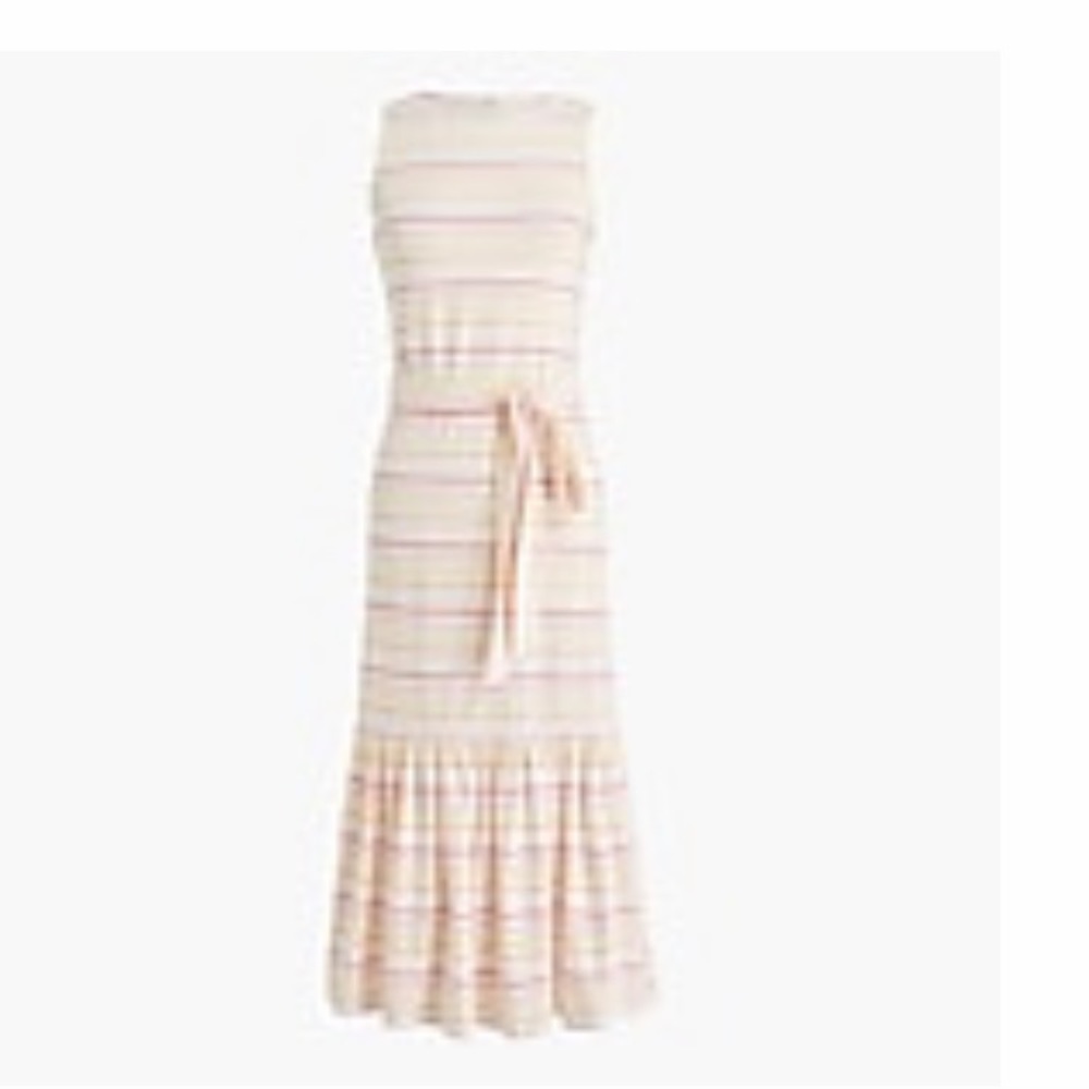 J. Crew White / pink/yellow /orange Striped Midi Dress NWT